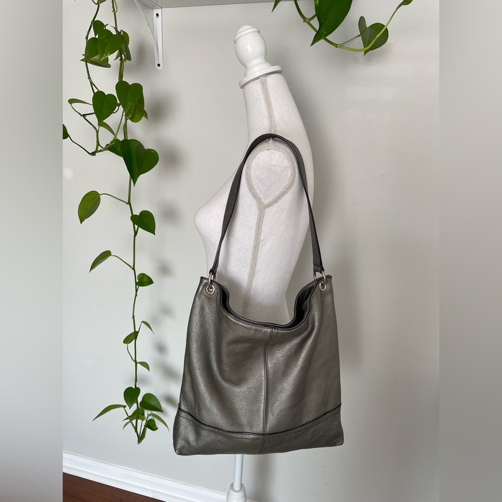 Leather Metallic Tote Shoulder Bag By Banana Republic